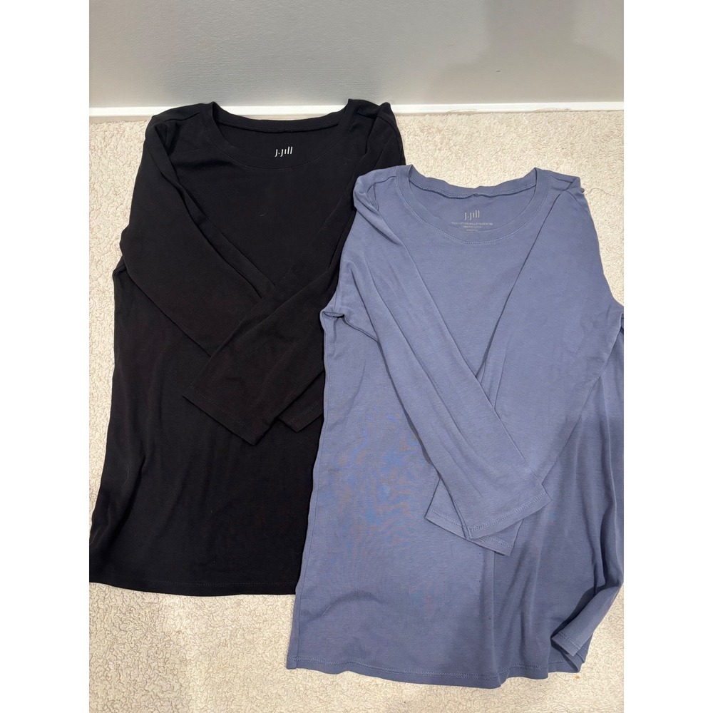 J. Jill Pima Cotton Ballet-Sleeve Tee Lot 2 Black Blue Small RN 97641